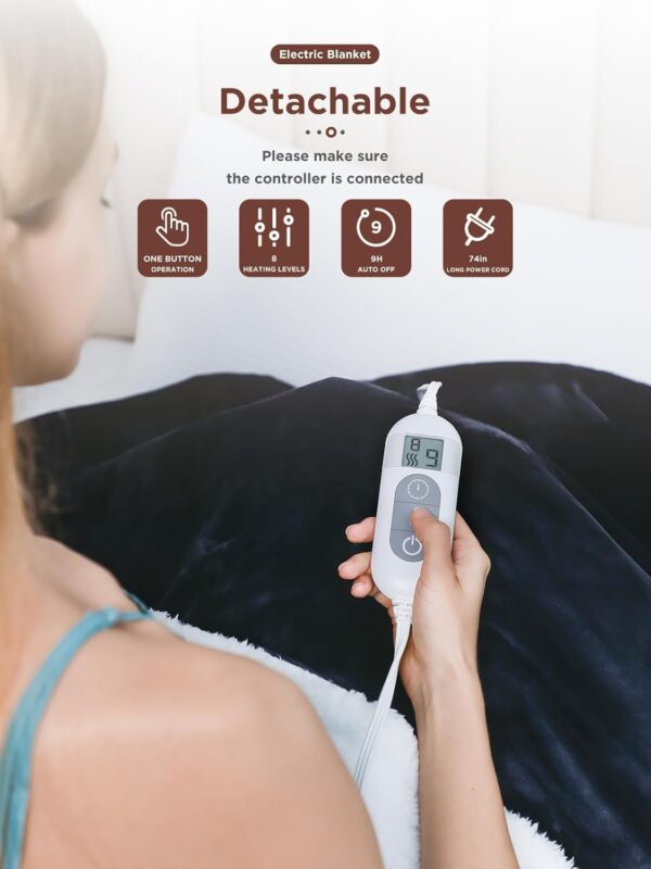 Heated Blanket,Soft Flannel Heated Throw Blanket,Fast Heating Electric Throw Blanket with 8 Heating Levels,9 Hours Auto Shut Off,Overheating Protection, Machine Washable Prefer for Home 2