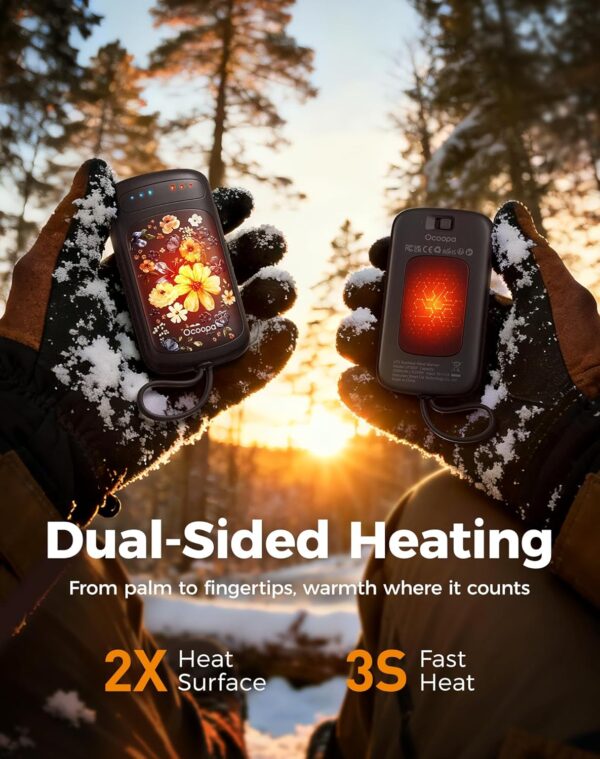 Dual-Sided Hand Warmers Rechargeable 2 Pack, Stocking Stuffers for Men Women Teens Boys Girls, White Elephant Gifts for Adults, Gifts for Men Wp, Heated Gloves Must Have, Hunting Essentials 4