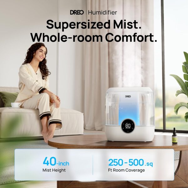 6L Top Fill Humidifiers for Bedroom, 60H Runtime 28 dB Quiet Supersized Cool Mist Air Humidifiers for Large Room, Baby Nursery, Plant, Indoor, Night Light, Easy to Clean, Precise Humidity Control 2