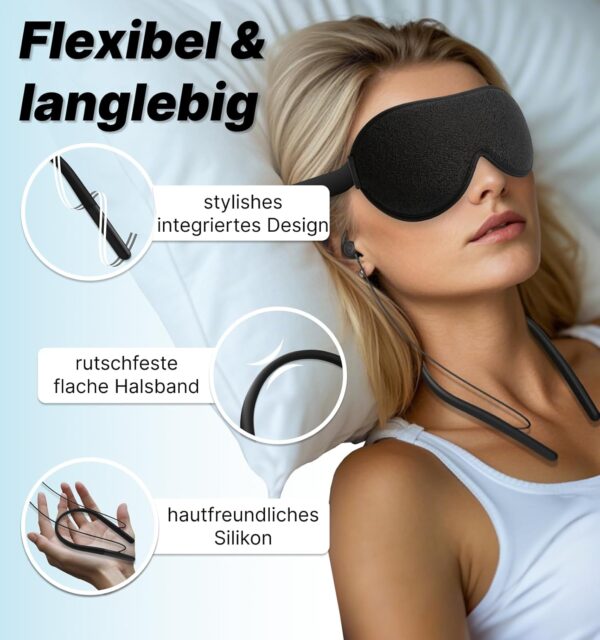 HS88 Sleep Earbuds,Neckband Sleep Headphones Bluetooth 5.4,-30dB Noise Reduce Soft Flat Thin Silicone Earplugs for Side Sleeper,12H Playback, In Ear Earphones for Air Travel,Audio Book,Meditate 3