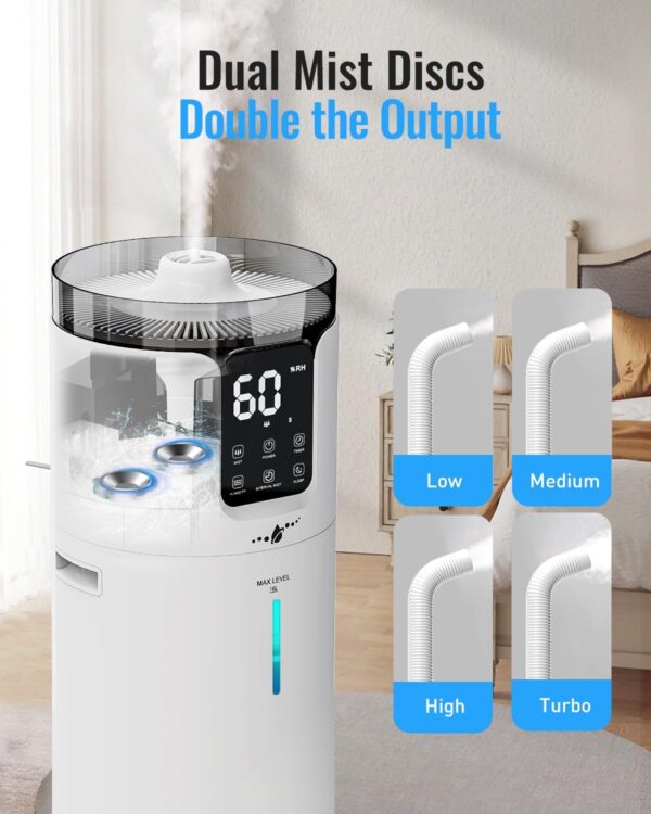 Humidifier large room 16L/4.2Gal - Lacidoll Whole house Humidifier for Home1500 sq.ft. Ultrasonic Cool Mist Humidifiers for Bedroom with Extension Tube & Aroma Box & Night light, White 3