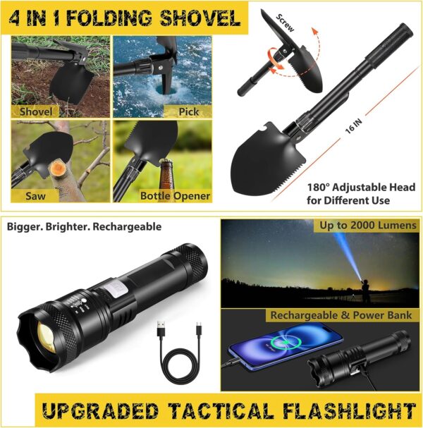 Gifts for Men Him Dad Husband, 28-In-1-Survival Kits, Men's Gifts Survival Gear, Stocking Stuffers for Men Christmas Birthday Gifts, Unique Cool Gadgets Gifts for Camping, Hiking, Hunting 3