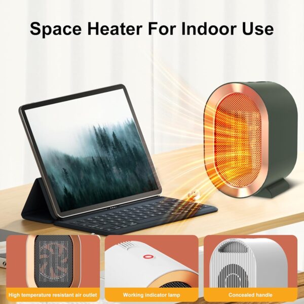 Indoor Electric Portable Space Heater, 1200W Personal Desk Heater, Fast Quiet Heating Ceramic for Large Room,Bedroom and Office Use (Black) 3
