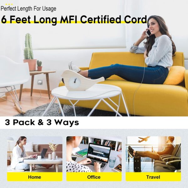 Fast Charger iPhone,i Phone Charge Cable,3Pack iPhone Charger Fast Charging 6Foot Phone Charging USB C Charge Adapter 6FT Type C to Lightning Cable for iPhone 14 Pro Max/14 Plus/13/12 Mini/11/10/XS/SE 4