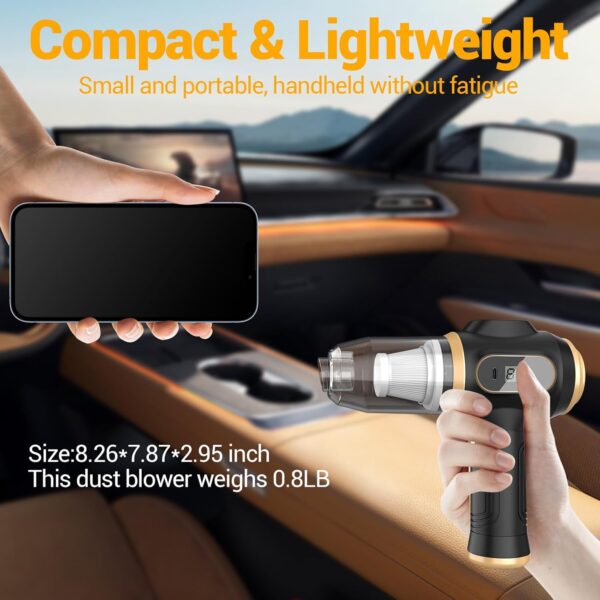 Portable Car Vacuum Cordless Mini Handheld Vacuums Cleaner Rechargeable with LCD Display and Multi-Nozzles, High Power hand held cleaners for Car, Home, Office, Sofa, Pet Hair,keyboard (Black) 3