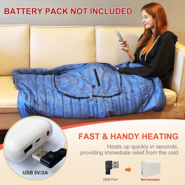 Portable USB Heated Blanket, 3 Heat Settings USB Heated Blanket Throw 3Hrs Auto Off 5V/2A, 54”x38” Overheat Protection Portable Electric Blanket Wrap Machine Washable(Battery Pack Not Included) 3