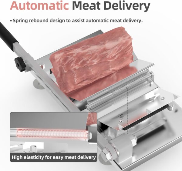Manual Frozen Meat Slicer for Hot Pot, Upgraded Stainless Steel Meat Cutter for Beef Mutton Pork Roll, Food Slicer Machine for Shabu Shabu, BBQ, Sandwiches, KBBQ Home Cooking 3