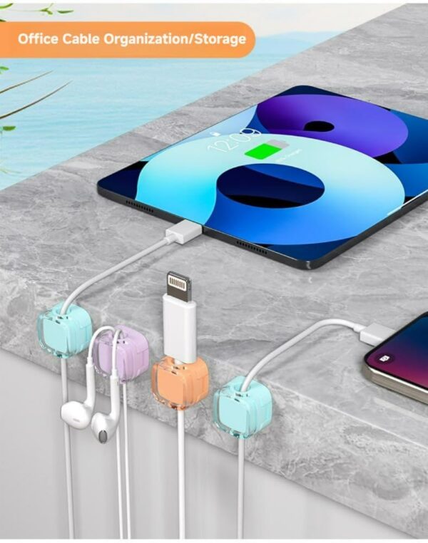8 Pack Magnetic Cable Clips – Adjustable Cord Holder for Desk, Nightstand, Car, Office | Adhesive Cable Clips & Wire Clips for Cable Management | Organize Charger Holders for Cords, Phone Cord Holder 6