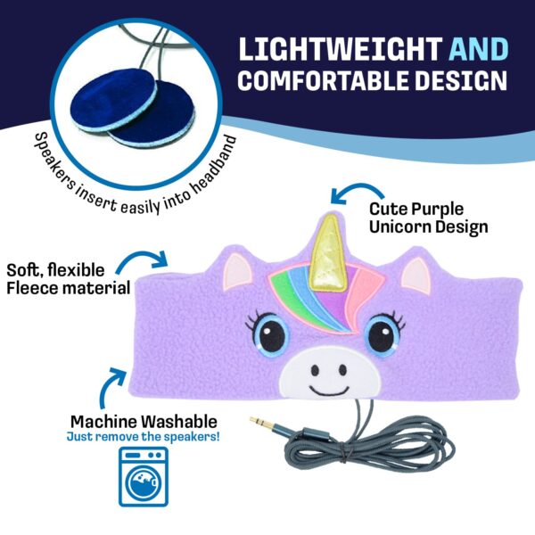 Over The Ear Headband Headphones - Kids Headphones Volume Limited with Thin Speakers & Super Soft Stretchy Headband - Mystic Unicorn 3