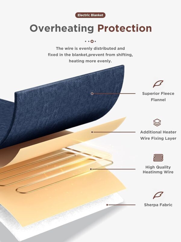 Heated Blanket,Soft Flannel Heated Throw Blanket,Fast Heating Electric Throw Blanket with 8 Heating Levels,9 Hours Auto Shut Off,Overheating Protection, Machine Washable Prefer for Home 3