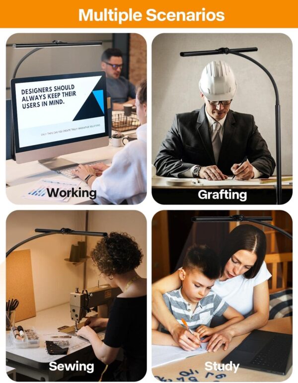 Desk Lamp for Office Home - Eye-Caring Architect Task Lamp 25 Lighting Modes Adjustable LED Desk Lamp Flexible Gooseneck Clamp Light for Workbench Drafting Reading Study 3