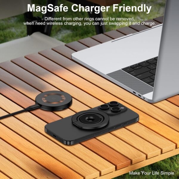 Magnetic Ring Holder for MagSafe Dual-Side Magnetics, Adjustable Phone Grip with Kickstand for Samsung S25 Ultra S24 FE S23 S22, iPhone 16/15/14/13,Finger Ring Grip Stand Holder for Magnetic Car Mount 3