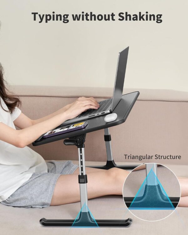 Height & Angle Adjustable Laptop Stand for Bed, Lap Desk Bed Tray Table, Light Weight Foldable Portable Laptop Table for Couch Sofa Chair Floor Desk for Adults, Kids (Black) 3