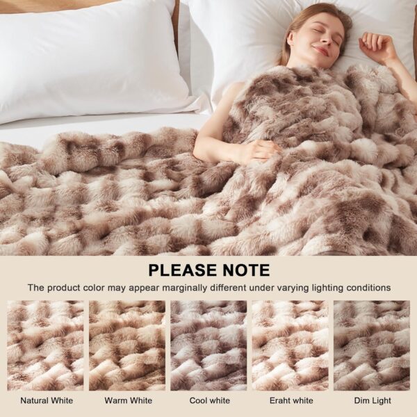 Heated Throw Blanket - Plush Thick Bubble Faux Fur Heated Blanket, Fast Heating Electric Blanket 6 Heating Levels & 4 Hours Auto-Off, Machine Washable, 50"x60", Patterned Taupe 3