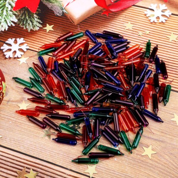 200 Pieces Multicolor Mini 2.5 Volt Replacement Light Bulbs, 0.17 Ampere, 0.42 Watt for Christmas Trees Decorative Light 3