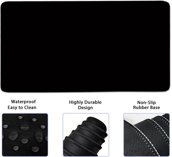 4-in-1 Large Gaming Mouse Pad, Keyboard Wrist Rest Pad & Wrist Support Mousepad Set, Extended Desk Pad Waterproof Desk Mat for Home Office Study Game-Black 3