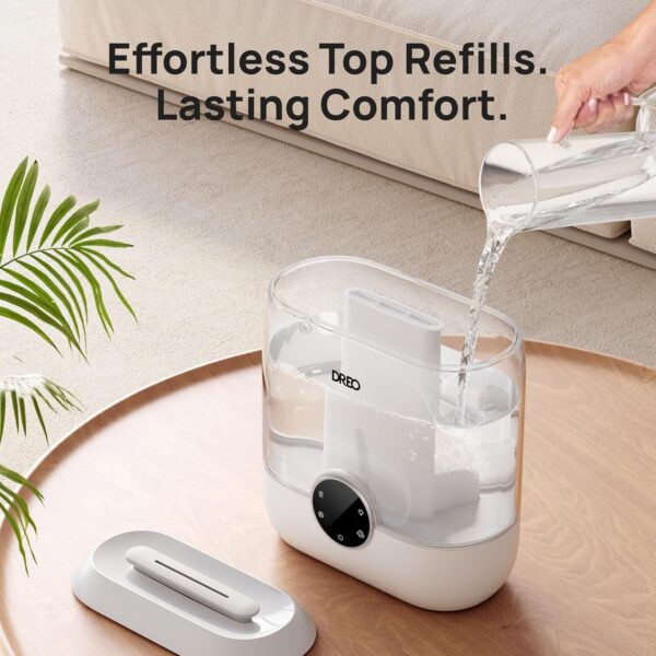 6L Top Fill Humidifiers for Bedroom, 60H Runtime 28 dB Quiet Supersized Cool Mist Air Humidifiers for Large Room, Baby Nursery, Plant, Indoor, Night Light, Easy to Clean, Precise Humidity Control 3