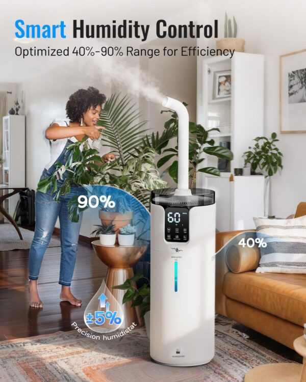 Humidifier large room 16L/4.2Gal - Lacidoll Whole house Humidifier for Home1500 sq.ft. Ultrasonic Cool Mist Humidifiers for Bedroom with Extension Tube & Aroma Box & Night light, White 4
