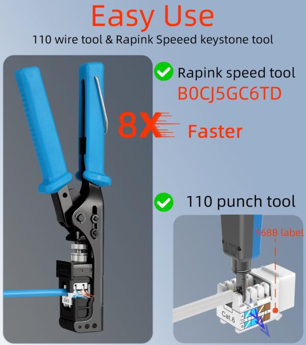 RJ45 Keystone Jack Cat6 10G Support, Keystone Jacks UTP 25 Pack for Wall Plate and Patch Panel, Rj45 Keystone 90 Degree White Color for Cat6, Cat5e, Cat5 Cabling Brand: Rapink 4