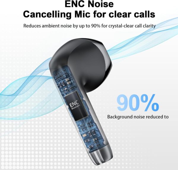 Wireless Earbuds, Bluetooth 5.4 Headphones with Deep Bass Stereo, in Ear buds with ENC Noise Cancelling Mics, 40H Playtime Wireless Earphones with LED Display, IPX7 Waterproof Earbuds for Android, iOS 4