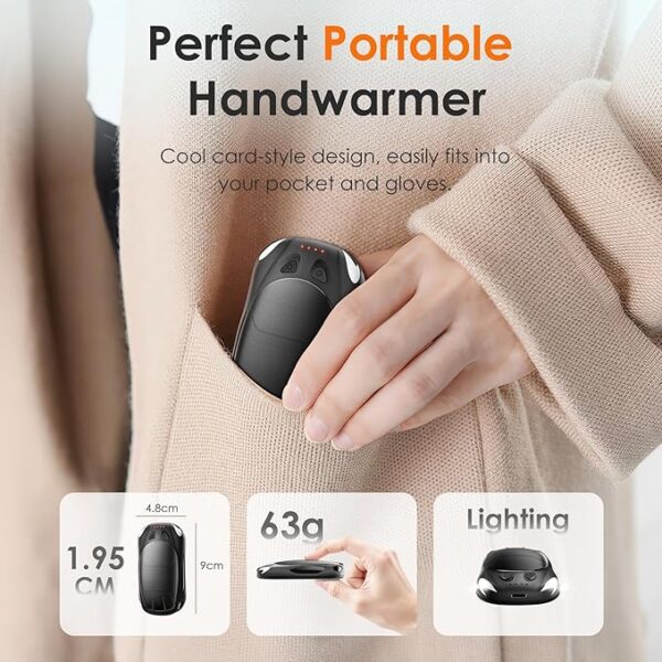Hand Warmers Rechargeable 2-Pack, Reusable Portable Magnetic Pocket Heater, USB 2-in-1 Hand Warmer, Suitable for Men and Women, Outdoor, Golf, Hunting, Camping Accessories 4