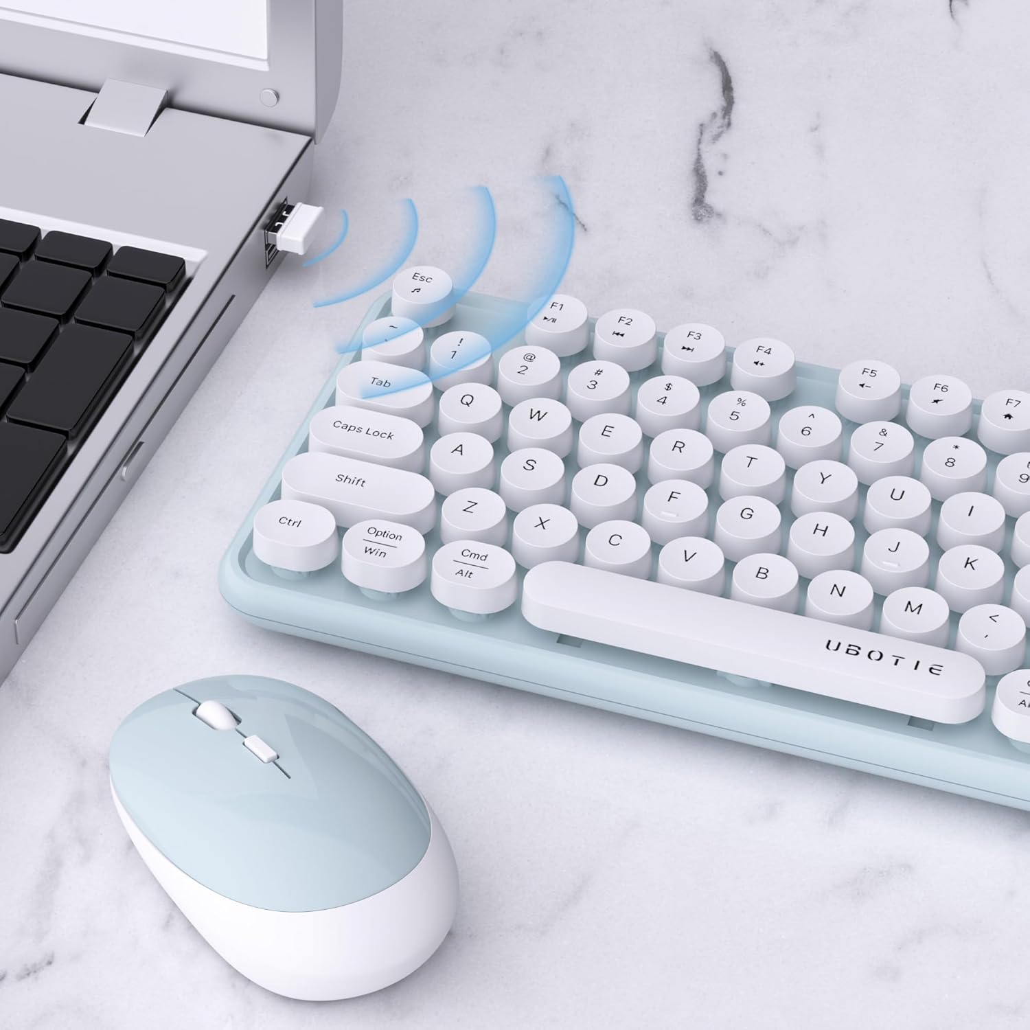 258 Keyboard Key UBOTIE Colorful Computer Wireless Keyboard Mouse Combos, Typewriter ...