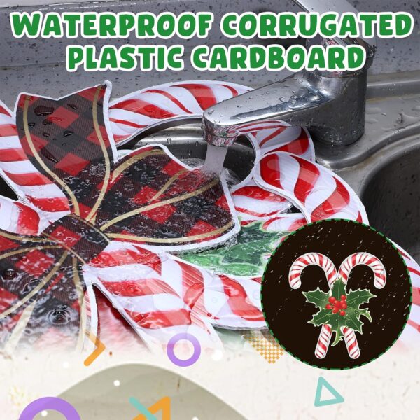 Christmas Outdoor Decorations Candy Cane Yard Signs with Stakes Xmas Holiday Yard Decorations Candy Garden Sign Waterproof Corrugated Cardboard Lawn Signs for Xmas Pathway Walkway Decor (8) 4
