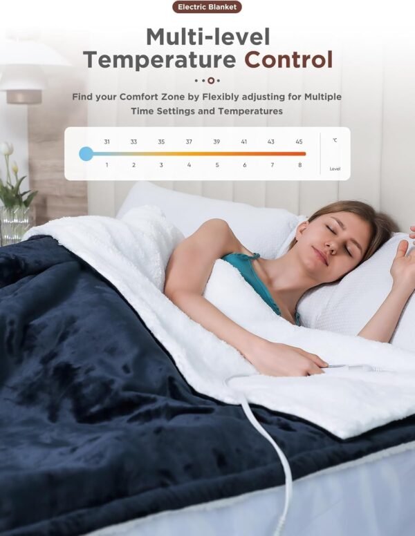 Heated Blanket,Soft Flannel Heated Throw Blanket,Fast Heating Electric Throw Blanket with 8 Heating Levels,9 Hours Auto Shut Off,Overheating Protection, Machine Washable Prefer for Home 4