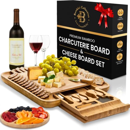 Charcuterie Board Gift Set - Bamboo Cheese Board and Knife Set - Housewarming Gifts for New Home, Wedding Gifts for Couples 2025, Bridal Shower Gifts, Birthday Gifts for Women