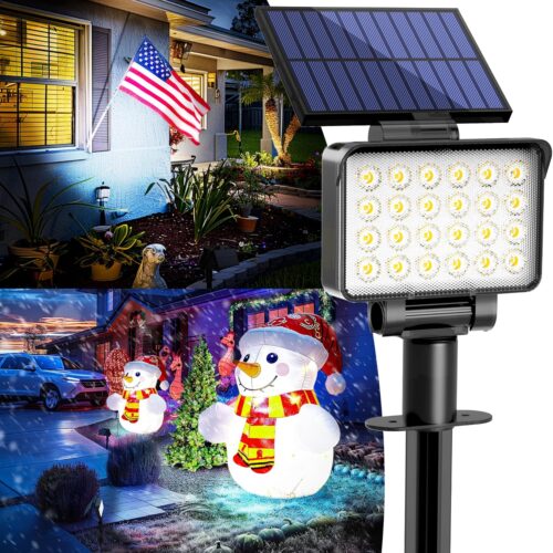 Solar Spot Lights Outdoor Waterproof for Flag, Tree, House, Garden, Yard, Landscape Spotlights for Accent Uplighting Halloween Christmas Decorations-1 Pack
