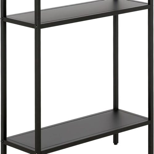 Henn&Hart 22" Wide Rectangular Console Table with Metal Shelves in Blackened Bronze, Entryway Table, Accent Table for Living Room, Hallway