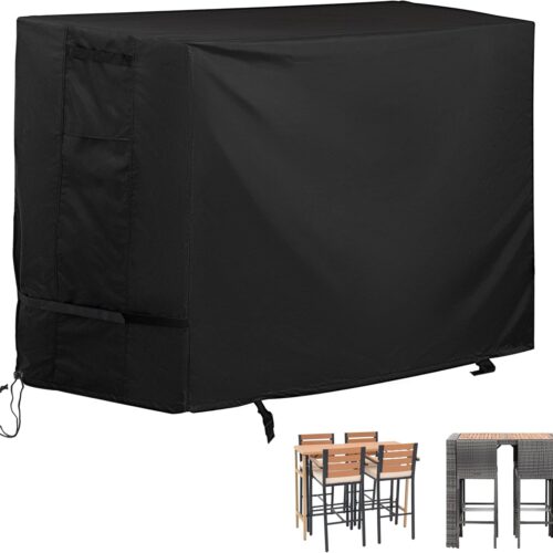 Patio High Top Table and Chairs Cover, Outdoor Bar Height Patio Dining Set Cover for 5-Piece Wicker Bar Dining Set/4 Person Patio Table and Chairs Set