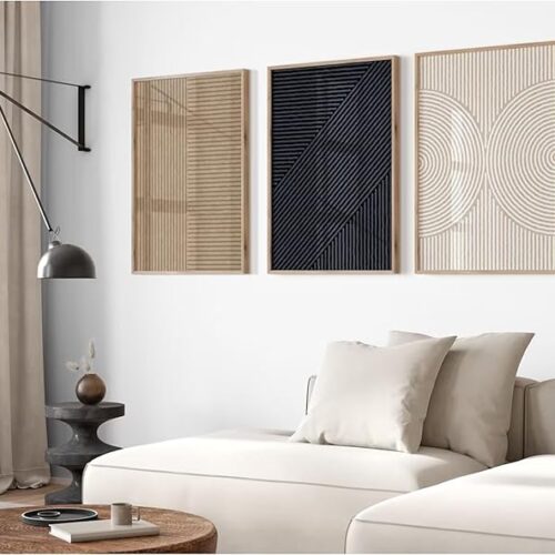 Modern Abstract Pictures Wall Art Boho Neutral Canvas Wall Art Minimalist Wall Decor Black Brown Artwork Abstract Modern Painting Prints for Living Room Bedroom 16x24 Inch Set of 3 (UNFRAMED)