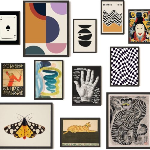 97 Decor Vintage Eclectic Wall Art Collage - Abstract Modern Art Prints For Wall Decor, Cool Funky Pictures Maximalist Paintings Retro Bauhaus Posters Set For Dorm Bedroom Home Decorations (Unframed)