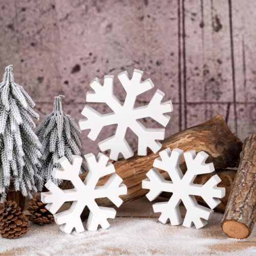 3 Pieces Christmas Country Snowflake Decor Winter White Snowflakes