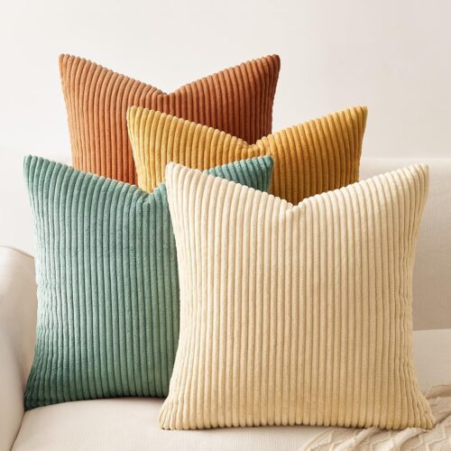 Decorative Throw Pillow Covers Cushion Cases, Set of 4 Soft Velvet Modern Double-Sided Designs, Mix and Match for Boho Farmhouse Fall Home Decor