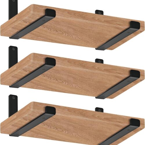 12 inch Shelf Brackets for DIY Floating Shelf, 6-Pack Black, 11.25” x 6” x 1.5”