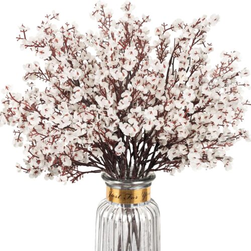 Babys Breath Artificial Flowers, 8 Bundles White Real Touch Fake Flowers Silk Flowers Bulk for Vase Home Office Wedding Spring Indoor Outdoor Centerpiece Table Party Decorations