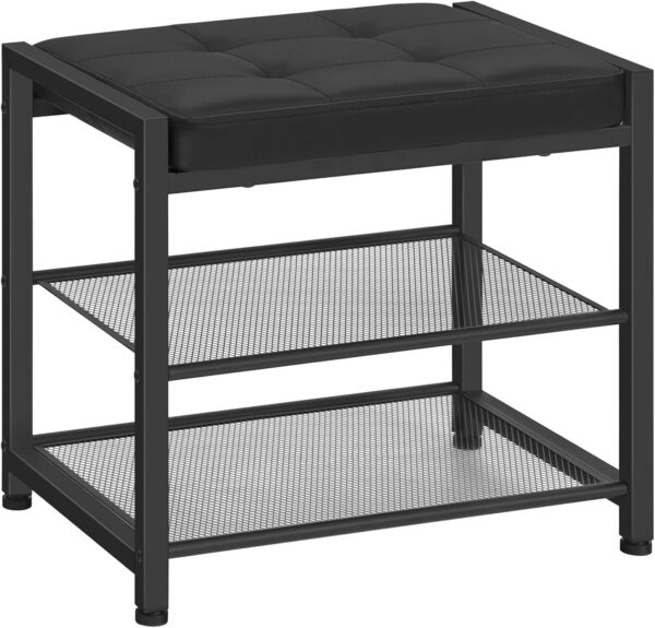 Small Shoe Bench, 3-Tier Shoe Rack, Shoe Storage Bench, Black BB33HX01 1