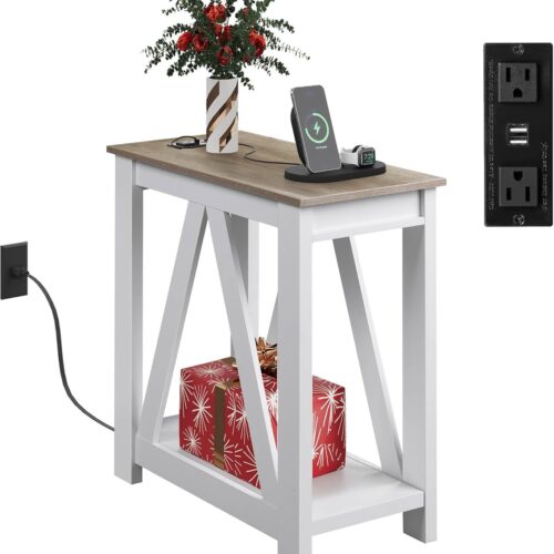 Farmhouse End Table,11.8" D x 23.6" W x 23.74" H