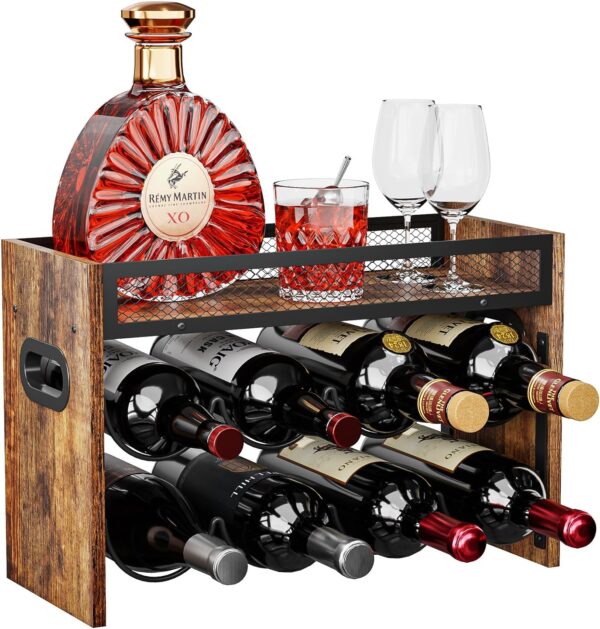 2-Tier Wine Rack, can Hold 8 Bottles.Suitable for Home Kitchens, Restaurants, Food Pantries, cabinets, and Bars. 1