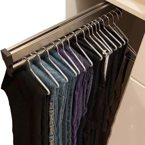 Closet Clothes Hanger Rail,Pull-Out Closet Rod Length 31.5IN,Wardrobe Clothing Rail,Closet Organizer Rack for Pants and Coat (800mm/31.5inch)