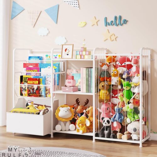 3in1 Stuffed Animal Storage Organizer, White