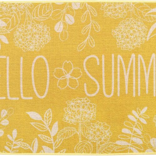 Hello Summer Door Mat Welcome Doormat, Slip Entrance Mat for Home Kitchen Bathroom Decorations 17 X 29 Inch (Yellow)