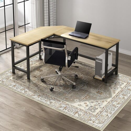Office Chair Mat for Hardwood Floor, 48 x 60 inches Computer Gaming Chair Mat, Low Pile Carpet Desk Chair Mat, Anti-Slip Floor Mats Wood/Tile Protection Mat(48'' x 60'', Beige)