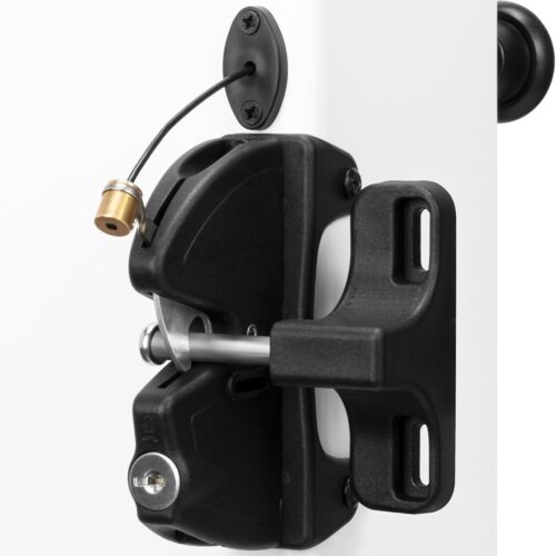 Key Lockable 2 Way Gate Latch with Spring Loaded Pull Cable and Key,2 Sided Gate Fence Lock for Outdoor Gates,Locking Gate Door Lock Fence Latch Gate Hardware for Metal,Wood,Vinyl Fence,Black Finish