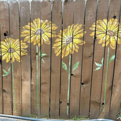 Large Flower Stencils Painting on Wood Reusable Floral Wall Stencil Templates for Painting on Wood Furniture Garden Fence Wall Mural(Sunflower)