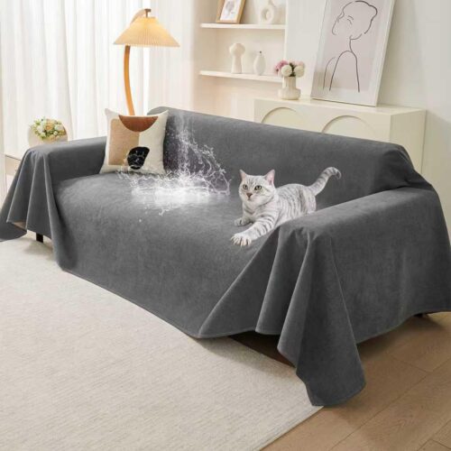 Couch Protector from Cat Claws, Waterproof Couch Cover Anti Slip,Couch Cover 3 Cushion Sofa Washable,Anti-Scratch Pet Sofa Cover Heavy Duty,71"X118", Dark Grey