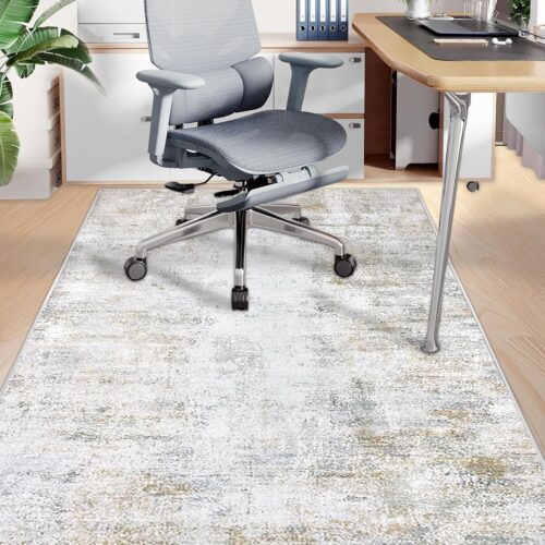 Office Chair Mat for Hardwood Floor/Tile Floor 47"x59" Non Slip Desk Chair Mat Low Pile Computer Gaming Chair Rug for Rolling Chair Protector for Office Den Computer Desk, Khaki