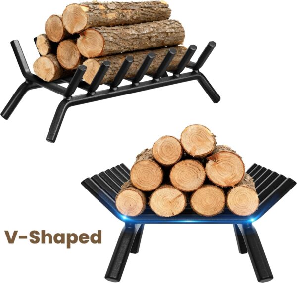 GARDEN & HOME Fireplace Grate 30 inch Fire Pit Grate Fire Place Log Holder Wrought Iron Heavy Duty Solid Steel Indoor Outdoor Camping Hearth Firepit Firewood Wood Burning Rack Stove 4